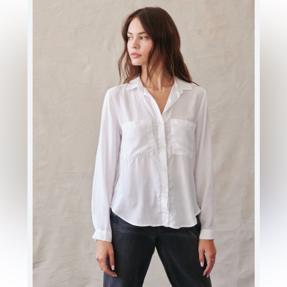Cloth and Stone Anthro White Button-Up Shirt